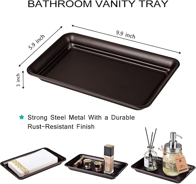Vintage Farmhouse Decor Metal Vanity Tray, Countertop Guest Hand Towel Paper - Image 4