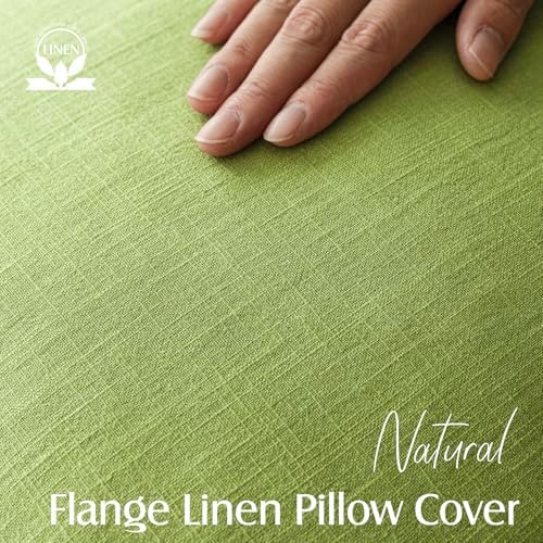 Foindtower Linen Solid Decorative Throw Pillow Covers 18x18 Inch Lush Green - Image 2