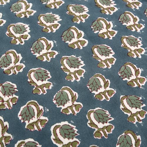 Ridhi Block Print Peacock Blue Pillow Cover 20" x 20" Decorative Couch Pillows - Image 6