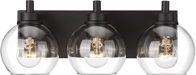 Bathroom Light Fixtures, 3-Light Matte Black Vanity Light, Modern Wall Sconces by Metwet