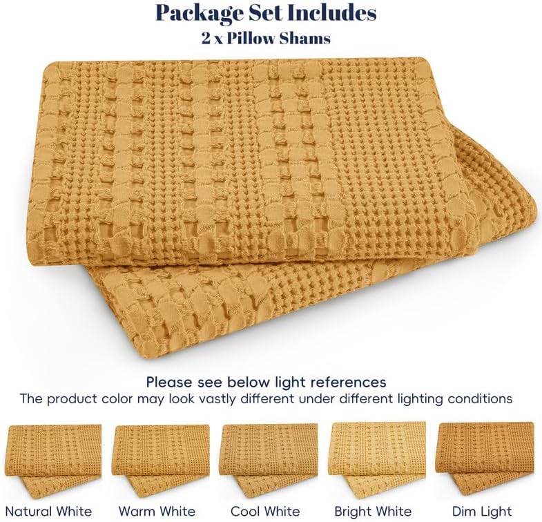 PHF Cotton Waffle Weave Euro Sham Covers 26"x26", Pumpkin Orange, No Insert - Image 6