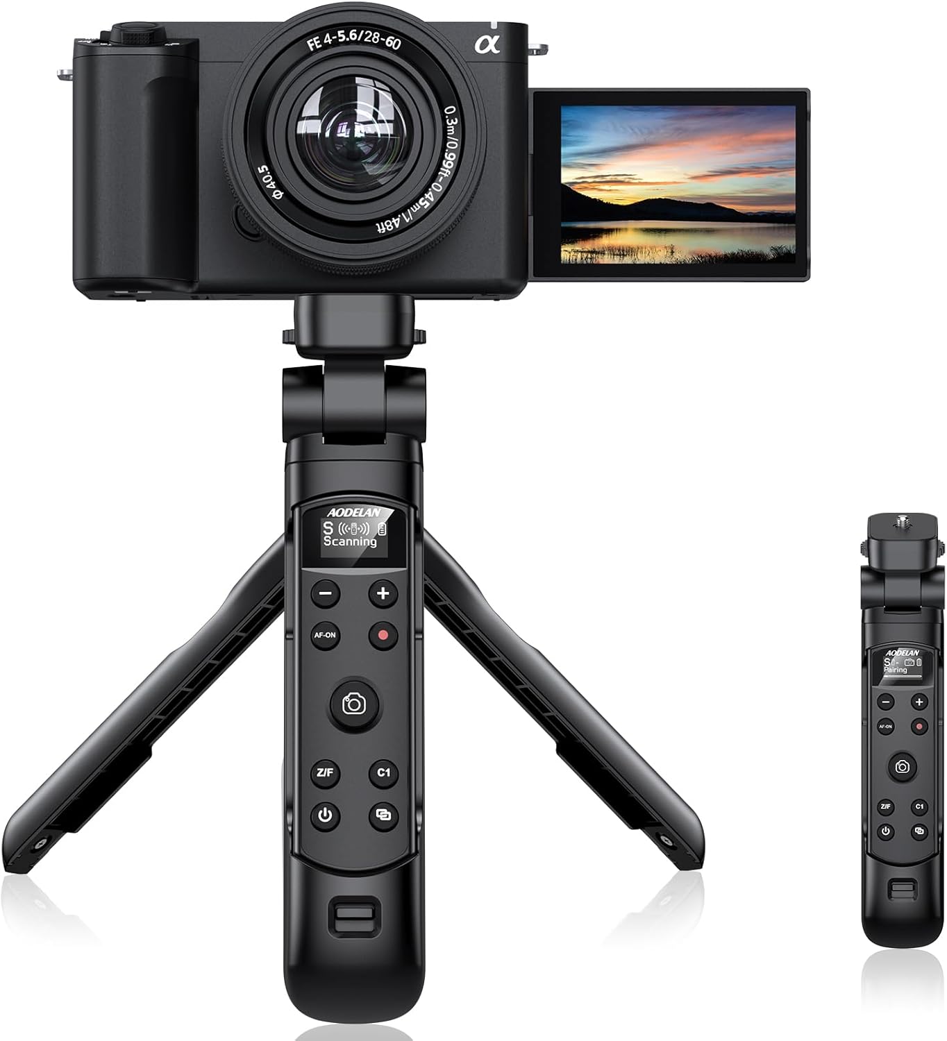 AODELAN for Sony Camera Tripod with Rechargeable Wireless Shutter Release,Shooting Grip Remote Control Handle for ZV-E10,ZV-1F,ZV-1,A7C,A7III,A7R IV,A6100,A6400,A6700,FX30,A9 II,DSC-RX0 II(Black)