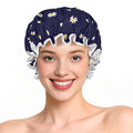 Waterproof Shower Caps for Women, Pattern And Solid Color Dual-Layer Design For by MeliyaSmartwatchAccessories