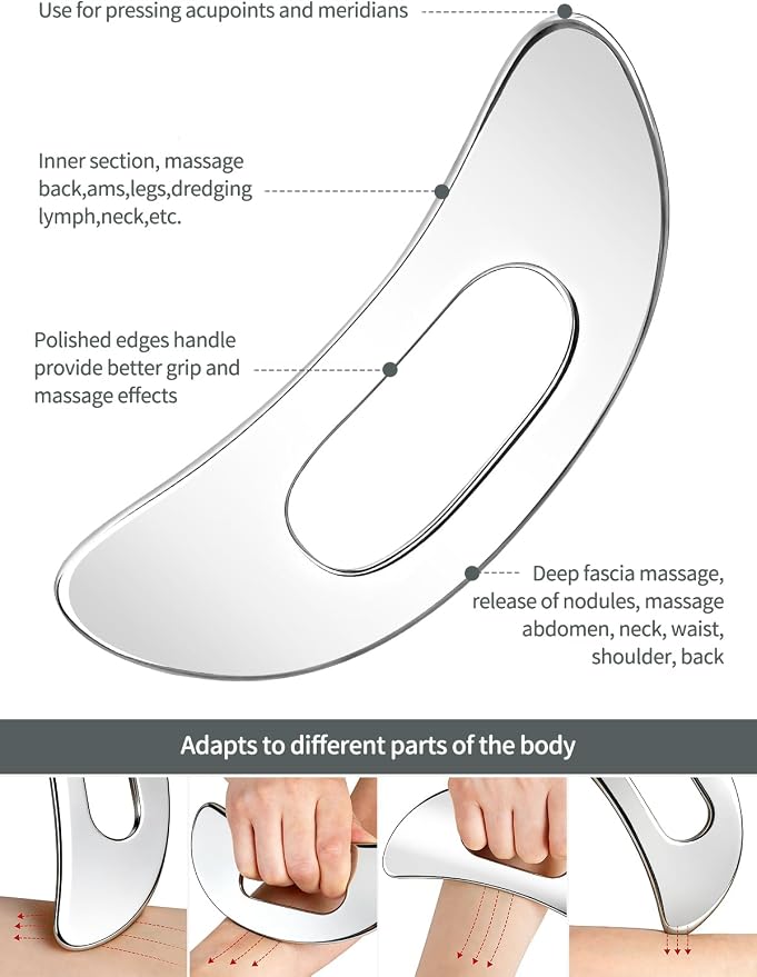 2-in-1 Stainless Steel Gua Sha Massage Tool Set, Muscle Scraper & IASTM Tools - Image 4