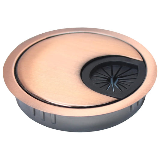 1 Pcs Desk Grommet 2-3/8" / 60 mm, Desk Cord Hole Cover, Cable Grommet Metal Zinc Alloy Materilal, Desk Hole Grommet for Home & Office Pc, Detachable Cable Cord Organizer-Copper Red