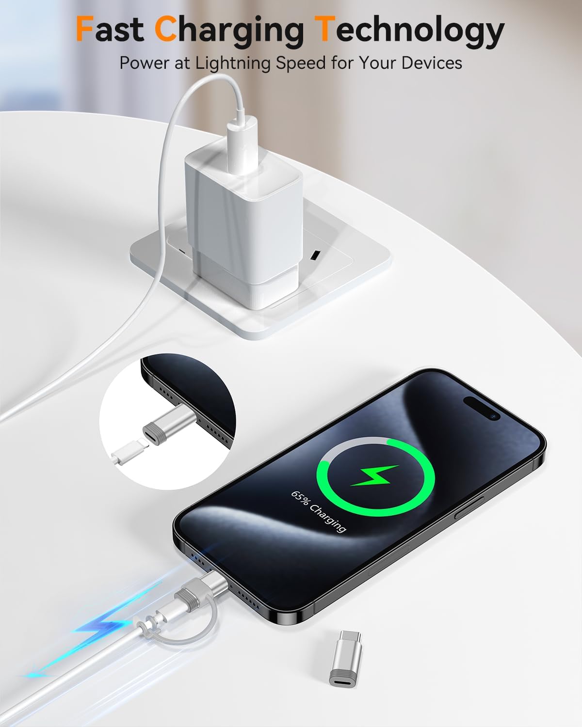 Temdan 4 Pack Lightning to USB C Adapter for iPhone 15/16/17 Pro/17 Pro Max,for iPhone 17/16 Charger,17/16 Accessories,Fast Charging & Data Transfer,USB C Charger Connector Cable,Not for OTG-Silver