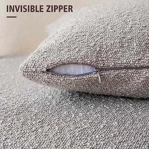 Foindtower Decorative Textured Boucle Throw Pillow Cover 20x20 Neutral Grey - Image 3