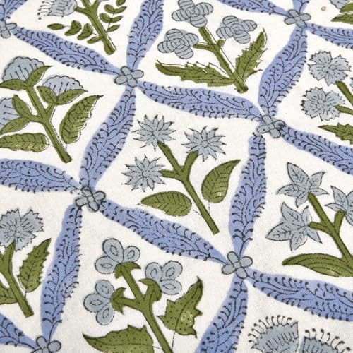 Ridhi Light Steel Blue Block Print Ruffle Pillow Covers 24x24 Inch Set of 2 - Image 6