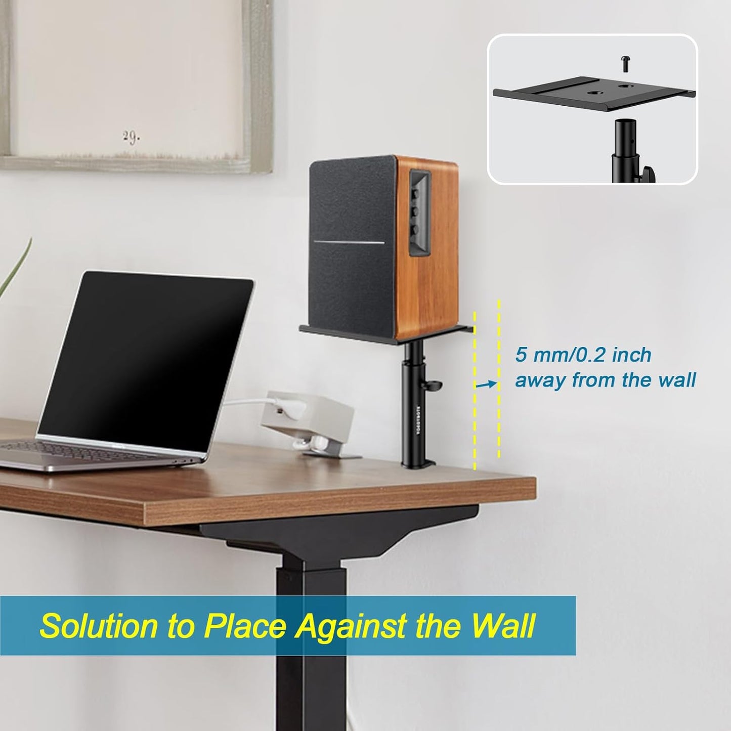Set of 2 Studio Monitor Stands Desktop Clamp Speaker Stands Against The Wall