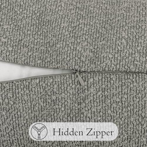JoraLion 14x36 inch Boucle Lumbar Pillow Cover, Light Gray Woven Texture - Image 5