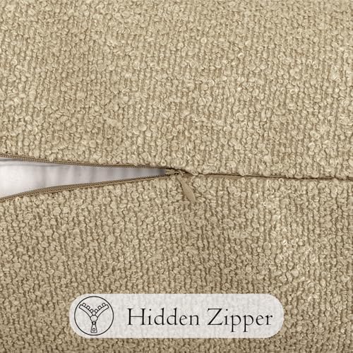 JoraLion 14x36 inch Boucle Lumbar Pillow Cover, Camel Woven Texture Neutral - Image 5