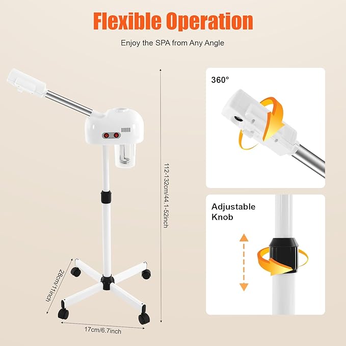 Professional Facial Steamer, Hot Ozone Face Steamer on Wheels - Image 4