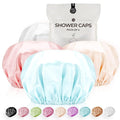 Shower Cap for Women Reusable Extra Large Shower Caps for Men Satin Double by WhaleLife