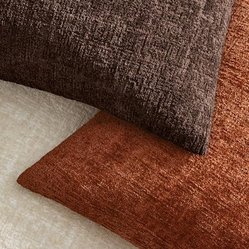 MIULEE Fall Couch Pillow Covers Textured Chenille 20x20 Beaver Fur - Image 3