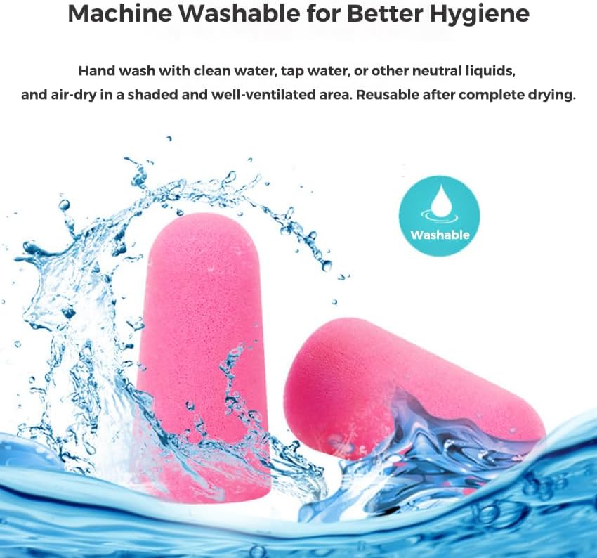 20 Pairs Gray Reusable Ear Plugs, 32dB NRR Noise Reduction, Washable - Image 5