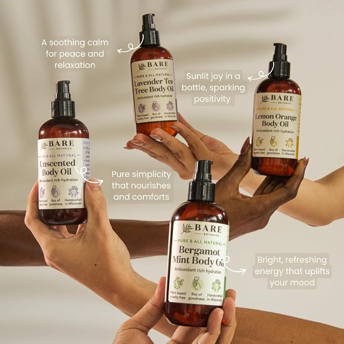 BARE BOTANICS 8 oz Moisturizing Lemon Orange Body Oil - Image 6