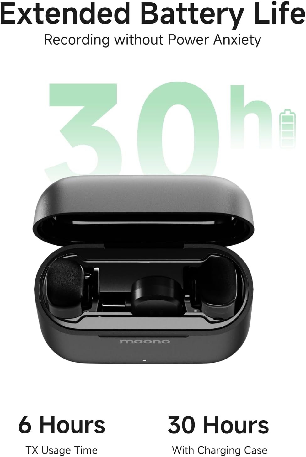 MAONO Wave T1 Mini Wireless Lavalier Microphone for iPhone 16 15 Android Tablet PC with USB-C Plug, Noise Cancellation, AI Voice Filter, 30H Used with Charging Case for Video Recording TikTok YouTube