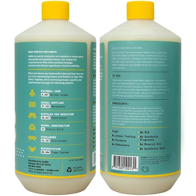 Alaffia Everyday Coconut Soothing Bath Soak, Oat Milk & Aloe, Fragrance-Free - Image 2