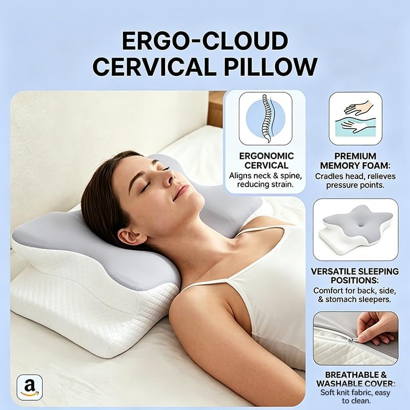 Cooling Neck Support Pillow, Adjustable Cervical Memory Foam - Image 4
