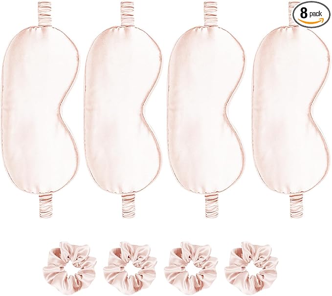 Satin Eye Mask 8Pcs Silk Sleep Masks Silky Blindfold Eyeshade Blackout Eyes by WJingYiJia