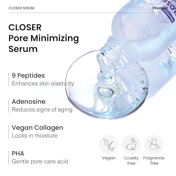FRANKLY Closer Serum Mega Jumbo | Pore Minimizer Serum | 9 Peptides, Vegan - Image 4