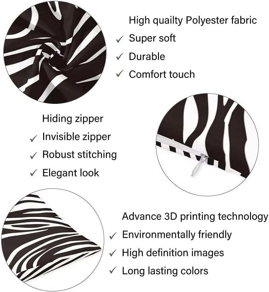 DAOPUDA Zebra Print Decorative Pillow Cover, Polyester and Microfiber - Image 3