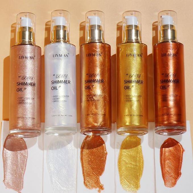 Liyalan Shimmer Body Oil Pearl White 5 Color Bronze Face Brighten Glow - Image 8