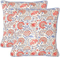 Ridhi Block Print Flamingo Pink Pillow Cover 18" x 18" Decorative Couch Pillows by Ridhi