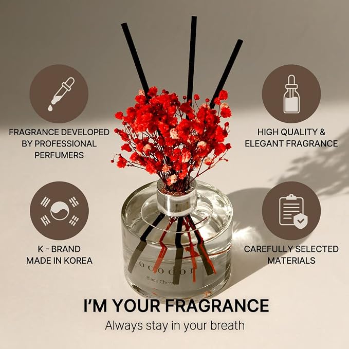 COCODOR Preserved Real Flower Reed Diffuser/Black Cherry / 6.7oz / 1 Pack/Reed - Image 2