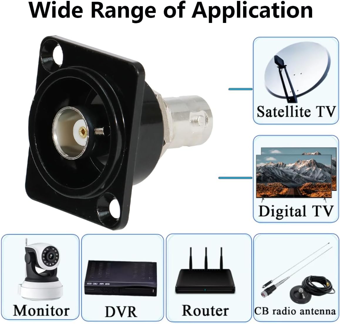 PENGLIN 2PCS BNC D Series Panel-Mount Connector, BNC Female to Female Adapter Bulkhead Connector, Coaxial Extension Coupler for Custom Communication & Surveillance Systems (Pack of 2)