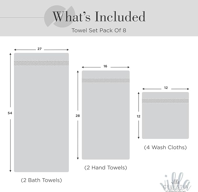 100% Combed Cotton Bathroom Towel Set of 8- 2 Bath Towels, 2 Hand Towels - Image 5