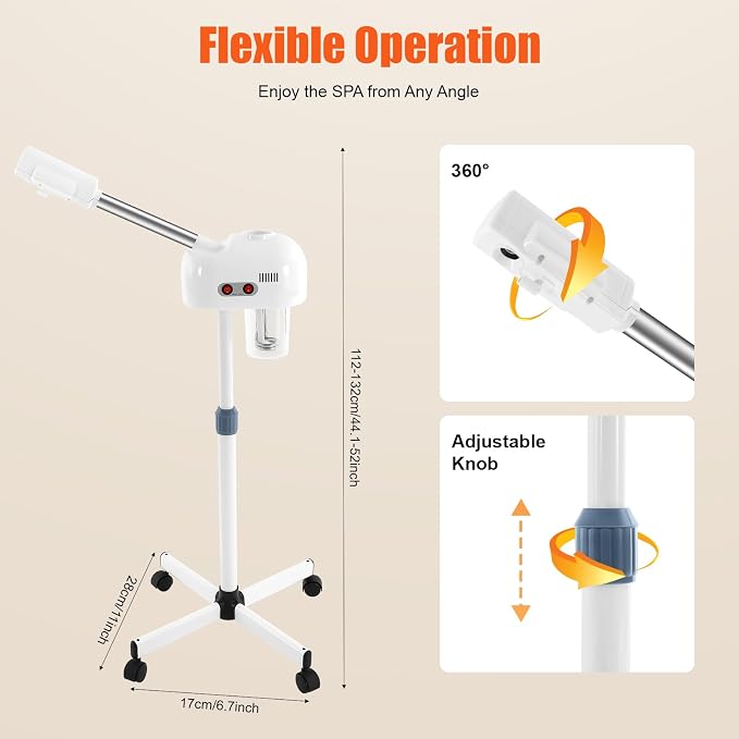 Face Steamer Facial Skin Care Machine, 800W 110V 2 in 1 Face Machine, Portable - Image 7