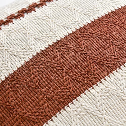 Fancy Homi Set of 1 Rust Boho Long Lumbar Decorative Throw Pillow Cover 14x24 - Image 4