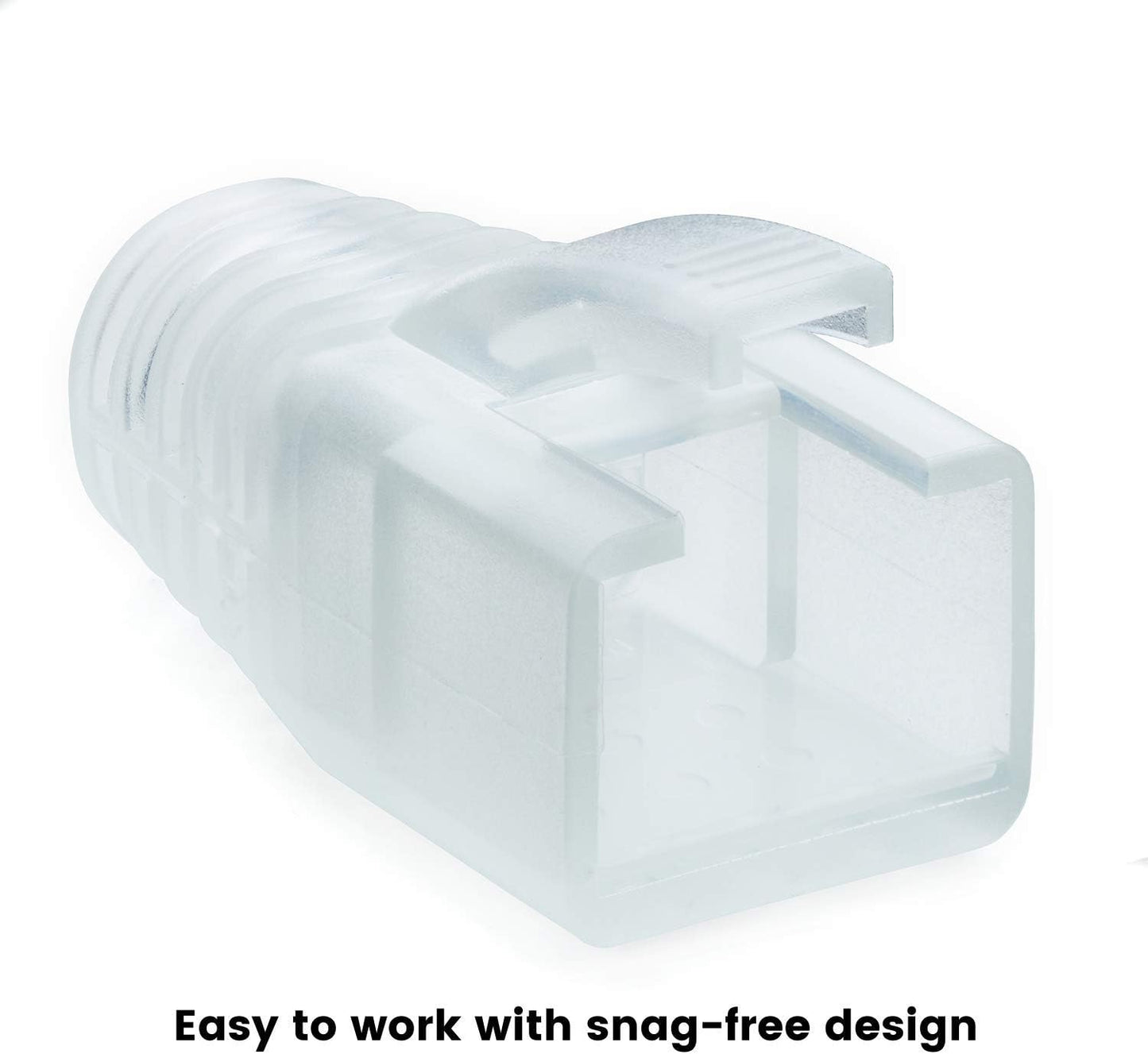 trueCABLE RJ45 Strain Relief Boots, 7.0mm Slip-On PVC Plug Cover, Transparent, 100 Pieces