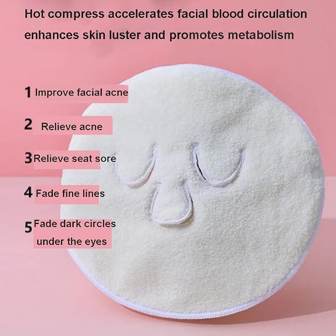 Angzhili 2 Pcs Hot Compress Face Towel Masks, Reusable Facial Steamer Towel - Image 2