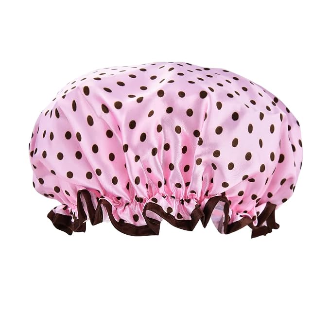 Vintage Polka Dot Shower Cap for Long Short Hair Caps for Shower Reusable by YALLNASL