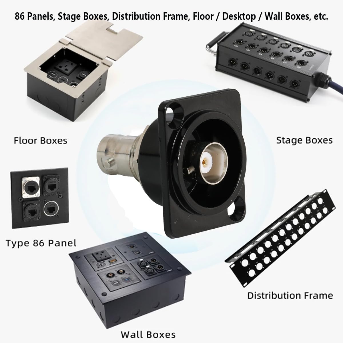 PENGLIN 2PCS BNC D Series Panel-Mount Connector, BNC Female to Female Adapter Bulkhead Connector, Coaxial Extension Coupler for Custom Communication & Surveillance Systems