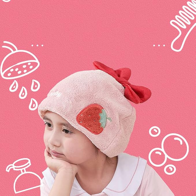 Hair Drying Towel for Kids Girls, Cute Cartoon Absorbent Quick Drying Bath Wrap - Image 3