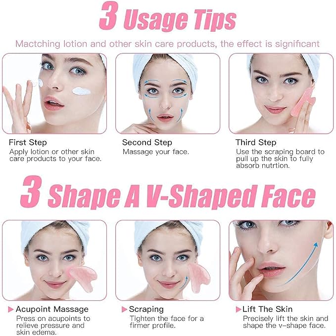 Rosy Finch Gua Sha Massager Tool, Jade Stone Guasha Scraping Massage Tool Jade - Image 2