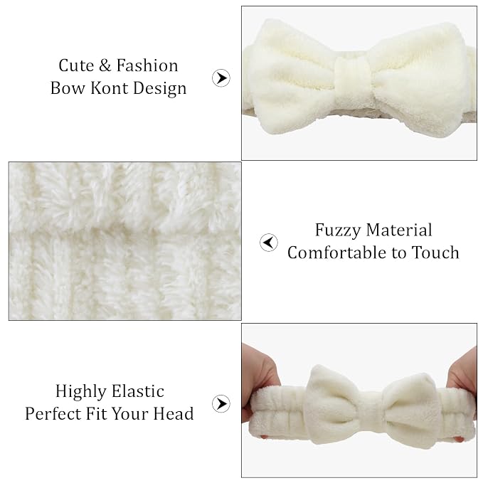 8 Pack Beige SKincare Headband for Washing Face, Spa Headbands for Women Girls - Image 6