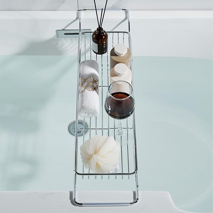 Stainless Steel Bathtub Caddy Tray, Expandable Bath Tub Table, Adjustable - Image 5