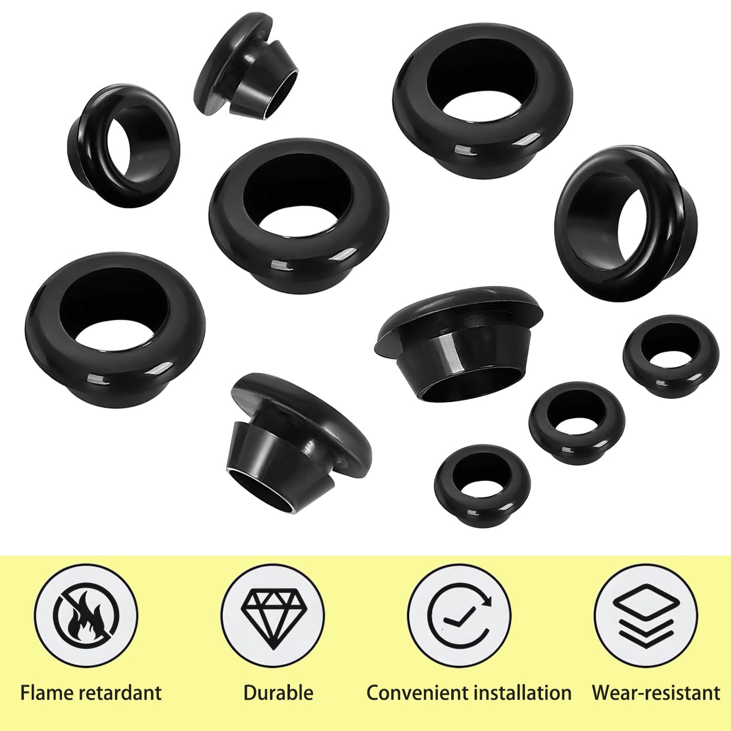 Qrity 20 PCS Rubber Grommets Cable Railing, Car Grommet, Cable Railing Protective Sleeves for Metal Posts, ID 14mm Mount Dia 17mm