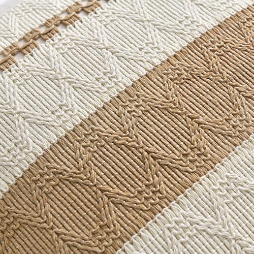 Fancy Homi Set of 2 Tan Neutral Long Lumbar Decorative Throw Pillow Cover 14x24 - Image 4