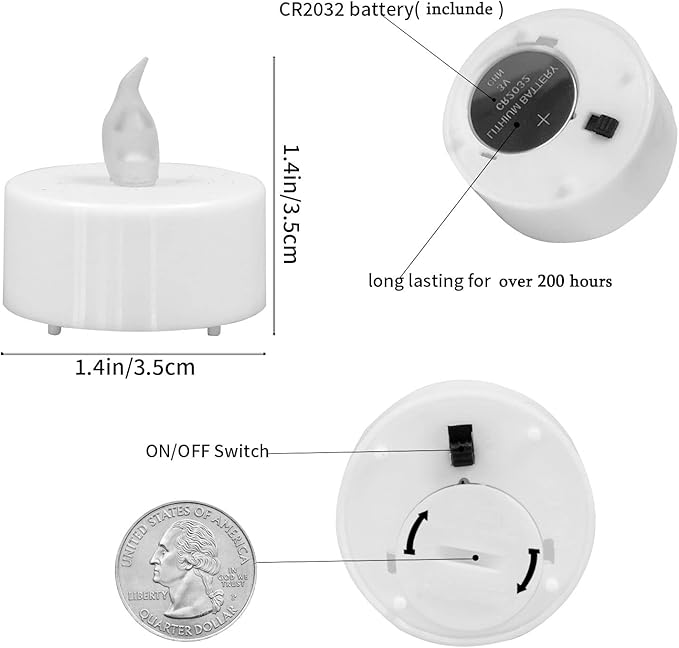 JUNPEI 50Pack Battery Tea Lights Candles- LED Tea Lights Realistic Bright - Image 2