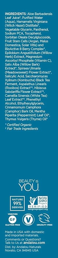 Andalou Naturals Toner Ounces, Willow Bark Pure Pore, 6 Fl Oz - Image 3