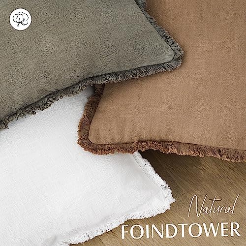 Foindtower Decorative Linen Fringe Throw Pillow Covers 22×22 Inch - Image 4
