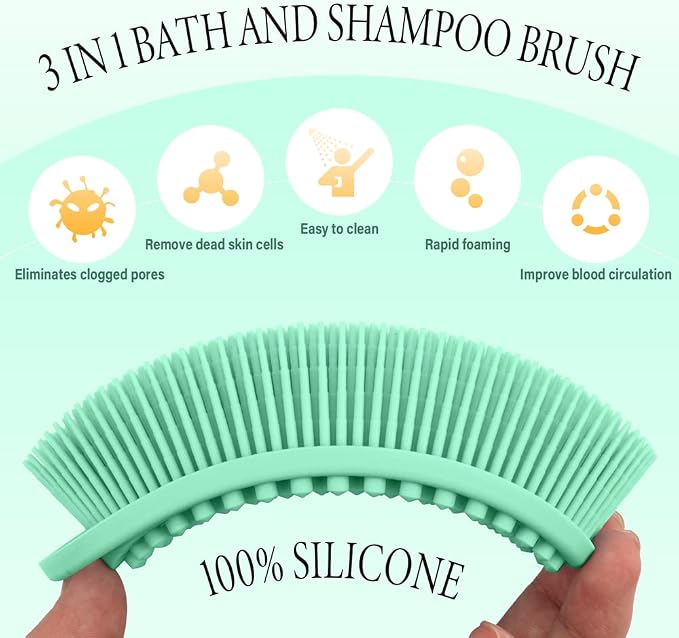 3 Pack Silicone Body Scrubber, Exfoliating Body Scrubber Fit - Image 2