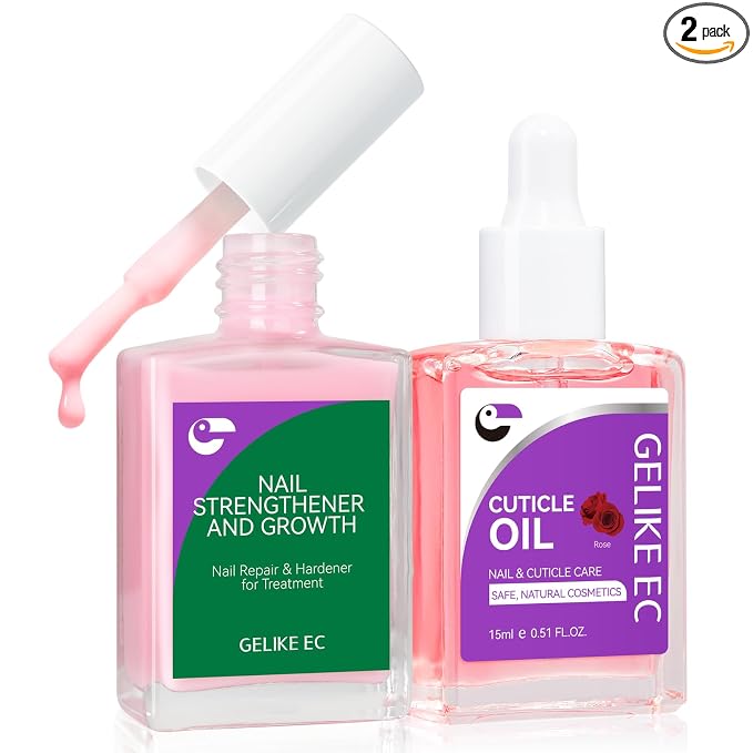 Gelike EC Colorful Nail Growth Kit: Pink Nail Hardener & Rose Nail Growth Oil by gelikeec