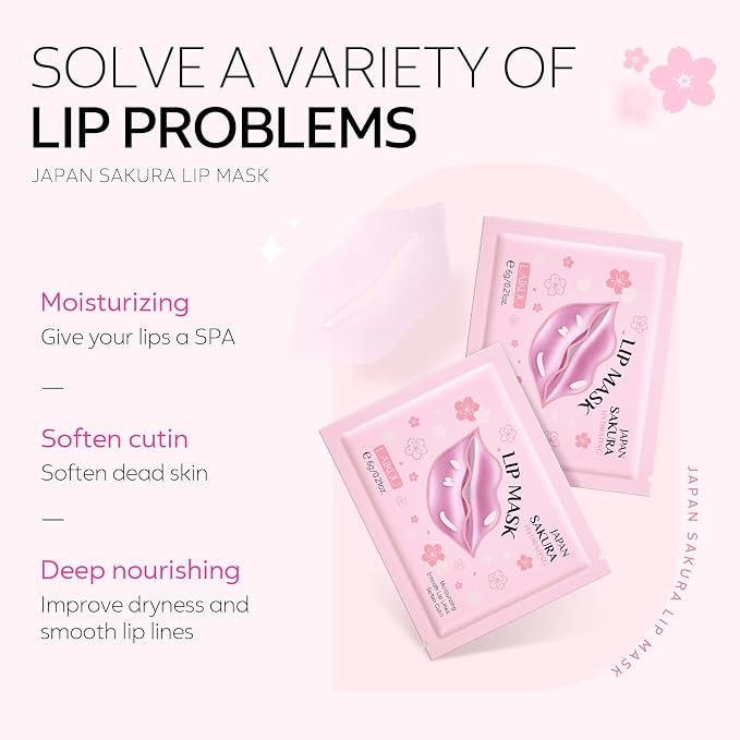 AKARY Sakura 5 Pieces Hydrating Lip Mask, Lip Sleep Mask Collagen Crystal Lip - Image 7