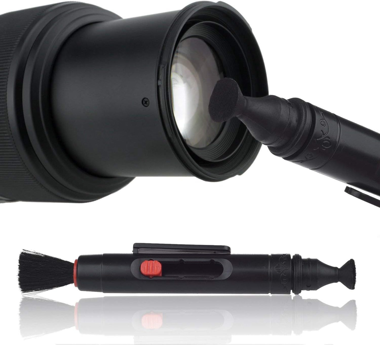 Camkix Camera Lens Cleaning Kit - Air Blower, 2in1 Lens Cleaning Pen, Cleaning Brush, Spray Bottle w/Cleaning Solution, Lens Cleaning Paper Tissue (Without Fluid)